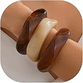 CJIAYUJEW Acrylic Chunky Bangle Bracelets for Women Irregular Colorful Acrylic Resin Bracelet Set Fashion Geometric Cuff Wide Bangles