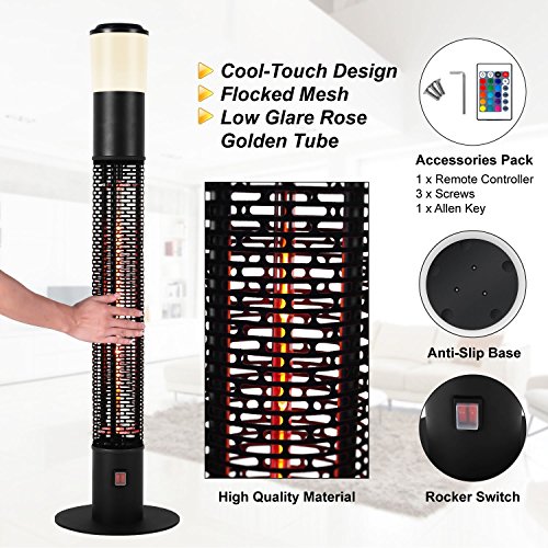 Star Patio Outdoor Freestanding Electric Patio Heater with Bluetooth Speaker, LED Light, Column Outdoor Heater Suitable as a Balcony Heater, Verandah Heater, BBQ Party Heater