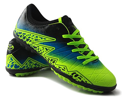 T&B Turf Soccer Shoes Kids Football Trainers Firm Ground Green/Black No.77030-Lv-30-12.5US