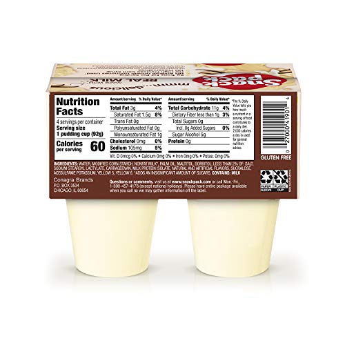 Snack Pack SugarFree Vanilla Pudding Cups, 13 Ounce (Pack of 12