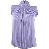 INC Womens Pleated Mock Neck Tank Top Purple L