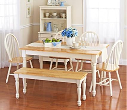 Amazon Com White Dining Room Set With Bench This Country Style