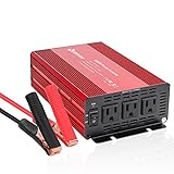 Quesvow 1000W Car Power Inverter DC 12V to 110V 3 AC Outlets Home Car RV Solar Power Converter for Household Appliances in case Emergency, Hurricane, Storm and Outage