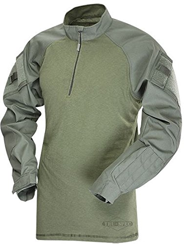 Tru-Spec 1/4 Zip Tactical Response Combat Shirt 50/50 Nylon/Cotton Rip-Stop, Olive Drab/Olive, XL-Regular