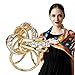 Seven And Eight S&E Women's Elegant Three Ring Diamante Metallic Silk Scarves Clip Fashionable Scarf Ring Chiffon Buckle (Gold)