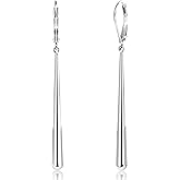 LANCHARMED 925 Sterling Silver Dangle Earrings 14k Gold Plated Long Strip Bar Waterdrop Leverback Earrings Hypoallergenic Lightweight Trendy Long Drop Earings for Women Lady Jewelry Gifts in Box
