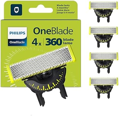 Genuine OneBlade 360 Lame di ricambio, per rasoio e tagliacapelli elettrici OneBlade, confezione 4, modello QP440/50