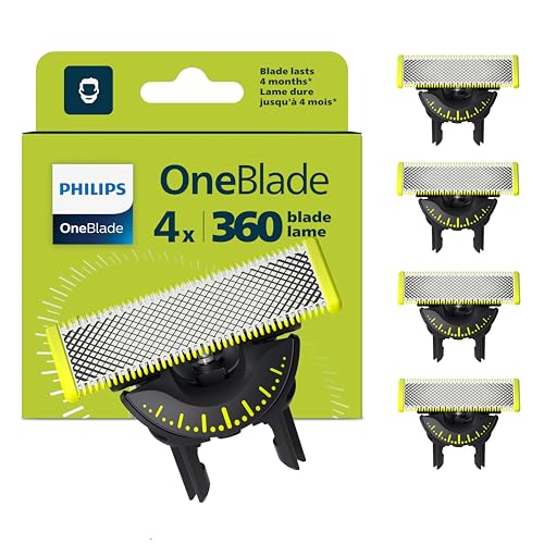 Genuine OneBlade 360 Lame di ricambio, per rasoio e tagliacapelli elettrici OneBlade, confezione 4, modello QP440/50