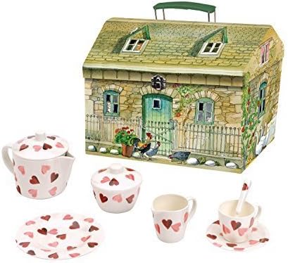 Emma Bridgewater Pink Hearts 19 Piece Melamine Tea Set in House Carry Box by Elite Tin Treats