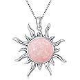 DOLIOX Sun Turquoise Pendant Necklace, 925 Sterling Silver Genuine Gemstones Western Jewelry Gift for Women