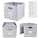 Homyfort Cloth Storage Bins, Foldable Cubes Box Basket Organizer Container Drawers with Dual Plastic Handles for Closet, Bedroom, Toys,Set of 4 Light Grey 13