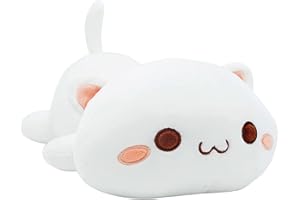 Onsoyours Cute Kitten Plush Toy Stuffed Animal Pet Kitty Soft Anime Cat Plush Pillow for Kids (White Cat, 12")
