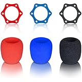 Microphone Cover,Foam Ball-Type Accessories Mic Windscreen,Anti-rolling Mic Protection Silicone Ring for KTV Equipment,Color Black,Blue,Red-3 Sets