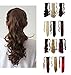 Wrap Around Synthetic Ponytail One Piece Heat Resistant Magic Paste Pony Tail Long Wavy Curly Soft Silky for Women Lady Girls 17'' / 17 inch (dark brown)