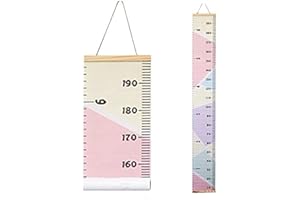 MinoMia Kids Growth Chart, Wood Frame Fabric Canvas Height Measurement Ruler from Baby to Adult for Child's Room Decoration 7.9 x 79in (7.9 x 79in, Colorful)