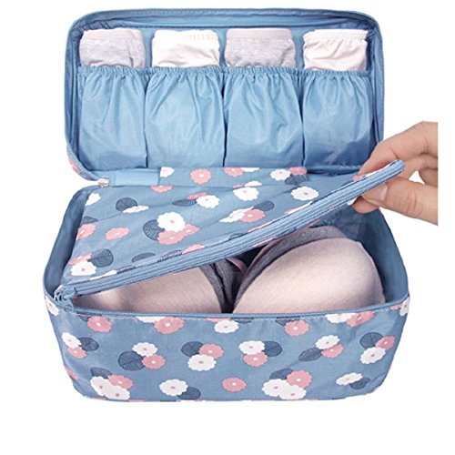 Portable Multifunction Waterproof Travel Pouch Toiletry Bag Case Wash Organizer Packing Cubes Travel Case Underwear Storage Boxes Bra Organizer Socks Bag (Wine Red Daisies Flower)