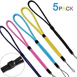 YOUOWO 5 Pack Nylon Color Wrist Lanyards for USB Flash Drive Cell Phone Key iPod Mp3 mp4 ID Card Badge and Other Small Electronic Devices(Black Purple Yellow Blue Pink)