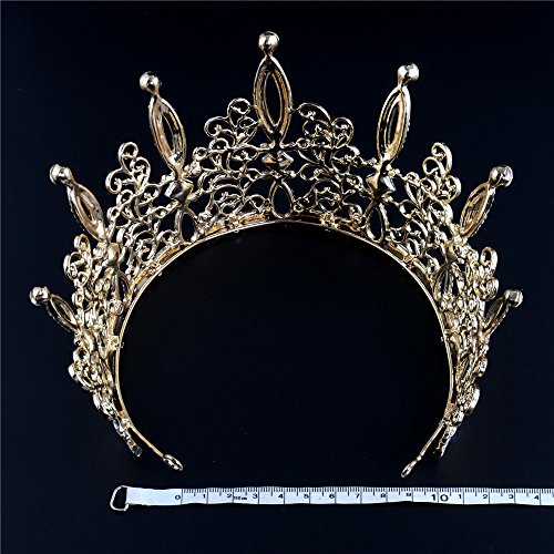 Pageant Rhinestone Tiara Queen Wedding Tiaras and Crowns for Women Girl Birthday Party Cake Topper Gold,Half Circle Crystal Bridal Bridesmaid Headpieces Hair Accessories High Sparkly Photo Shoot