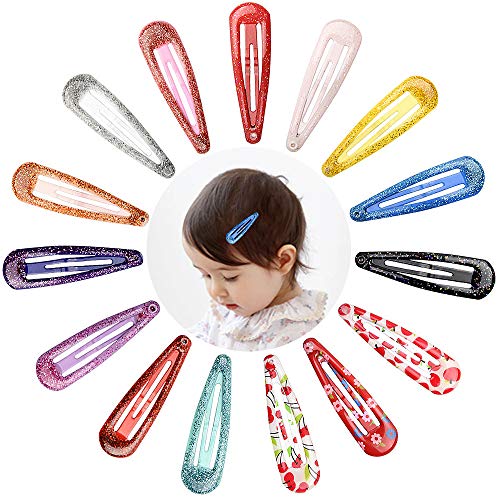 Girls Snap Hair Clips Non-Slip Metal Hair Barrettes Glitter Hair Pins Hair Accessories for Kids 30 Pcs