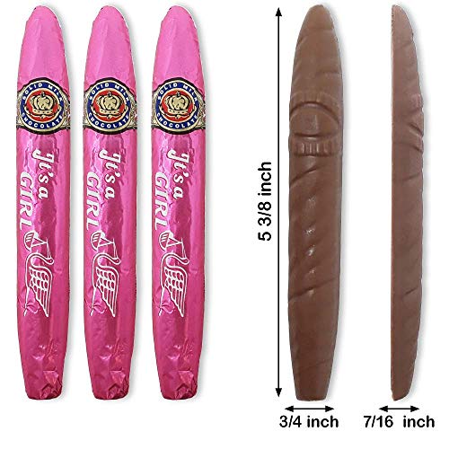 Madelaine Premium Milk Chocolate Cigars - It's a Girl Baby Shower Favors Gift Box - Individually Wrapped In Pink Italian Foils (24 Cigars)