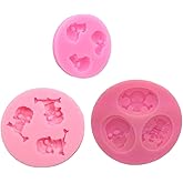 3D Skull Silicone Fondant Molds for Cake Decoration Halloween Chocolate Candy Moulds Polymer Clay Molds Pack of 3