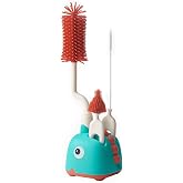 hokojix Silicone Bottle Brush Set with Stand Rotating Silicone Bottle Cleaning Brush Cleaner Set Long Handle 3-in-1