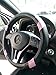Jdragon Black & Pink PU Leather Best Grip Slip-On Steering Wheel Cover 14.25-15