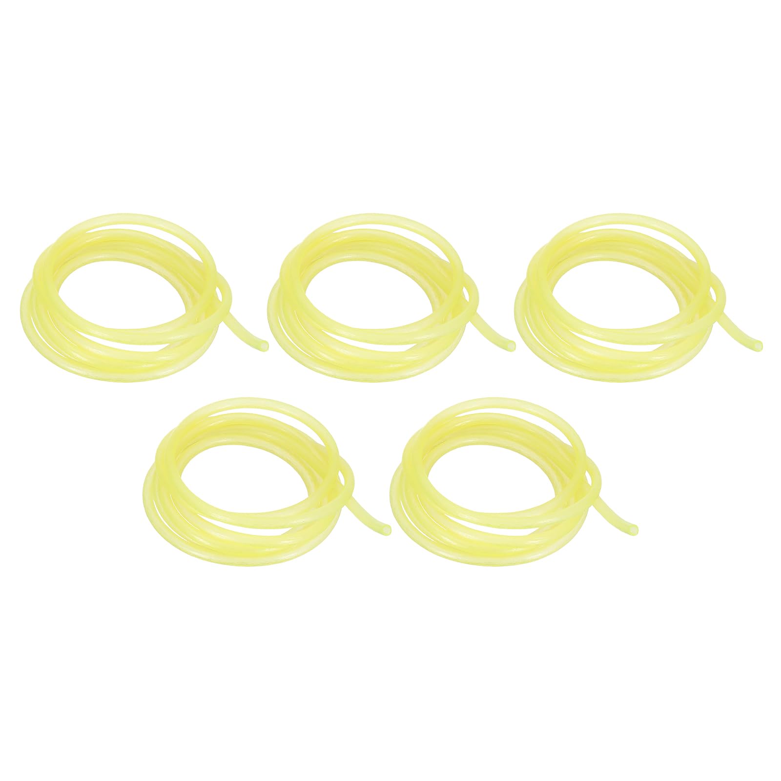 PATIKIL 2mm ID Glow Tube Deep Sea Fishing, 5Pcs 16.4 Ft/5M Soft Silicone Luminous Tube Angling Glow in the Dark Tubing Sleeve Fishing Tool for Fishing Rigs, Yellow
