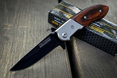 NEW ARRIVAL! TAC-FORCE GENTLEMANS Wood Flipper SPRING ASSISTED Folding Tactical POCKET KNIFE