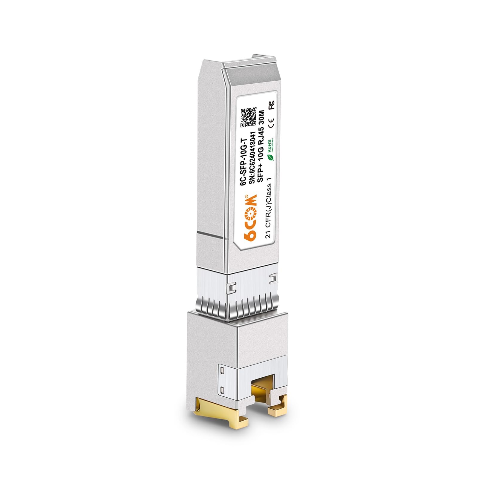6COMGIGA 10GBase-T SFP+ RJ45 Copper Module Transceiver for Intel, Netgear, Ubiquiti, and Other Open Switch, up to 30m