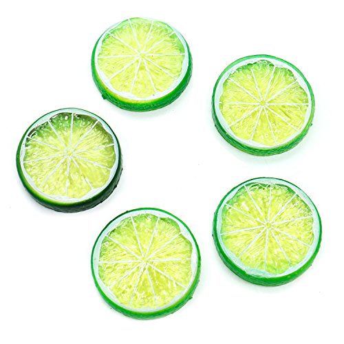 Buorsa 30PCS Mini Small Simulation Lemon Slices Plastic Fake Artificial Fruit Model Party Kitchen Wedding Home Decoration (Green) - Thumbnail 2