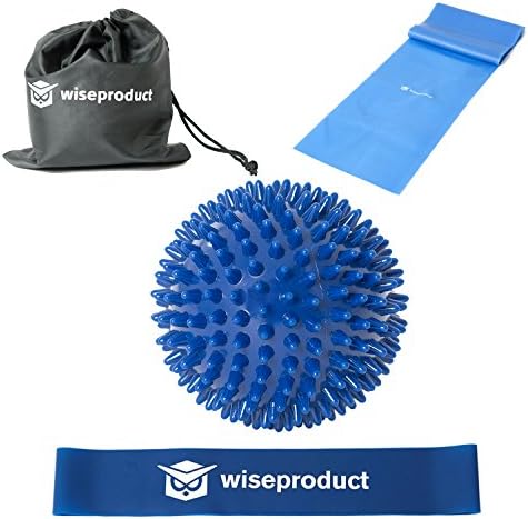 WP Massage Ball for Foot, Back &amp; Trigger Point Therapy, Spiky Roller Tissue Massager, BUNDLE Carry Bag, 2 Exercise Loop &amp; Resistance Band