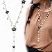 QTMY Women Y Necklace Elegant Pearl Flower Fringe Tassel Long Chain Pendant Necklace Fashion Jewelry (Black)