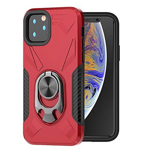 iPhone 11 Pro Max Case, Ranyi Multifunction Armor Case with 360 Metal Ring Holder [Bottle Opener] [Fits Magnetic Car Mount] Shock Absorbing Protective Case for 2019 6.5" iPhone 11 Pro Max (red)