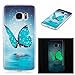 S7 Case, Galaxy S7 Case, Love Sound Luminous Noctilucent Glow in The Dark Case [Drop Protection] [Shock Absorbent] Premium Flexible Soft TPU Shell Case for Samsung Galaxy S7 (Blue Butterfly)