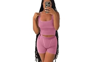 ZFLM Casual Workout Sets Two Piece Outfits for Women Ribbed Crop Tank Top High Waist Yoga Leggings Active Wear