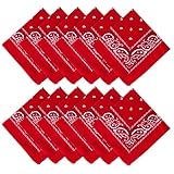 12 Red Paisley Cotton Bandanas Plus aFree American Flag Bandana Headband