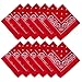 Bandana - Pack of Bandanas - 12 Red Cotton Bandanas by Funny Party Hats