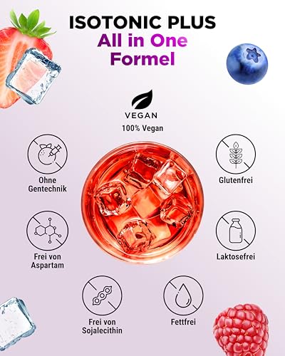 vit4ever Isotonic Plus Drink - 1050 g Isotonisches Getränkepulver – mit Kohlenhydraten, Elektrolyten, Vitaminen und Maca - Hydration & Recovery Formel - vegan (Beeren Fruchtmix) thumbnail 3