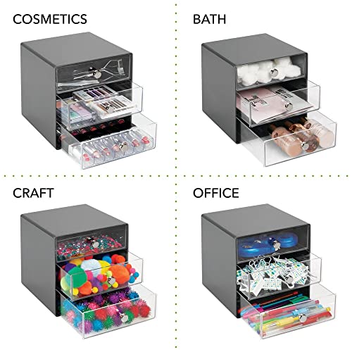 mDesign Plastic Makeup Organizer Storage Station Cube, 3 Drawers for