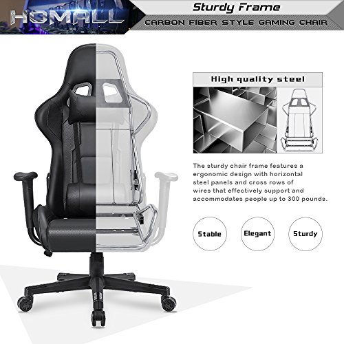 image for Homall Gaming Office Chair Carbon Fiber Style Design Pu Leather Bucket