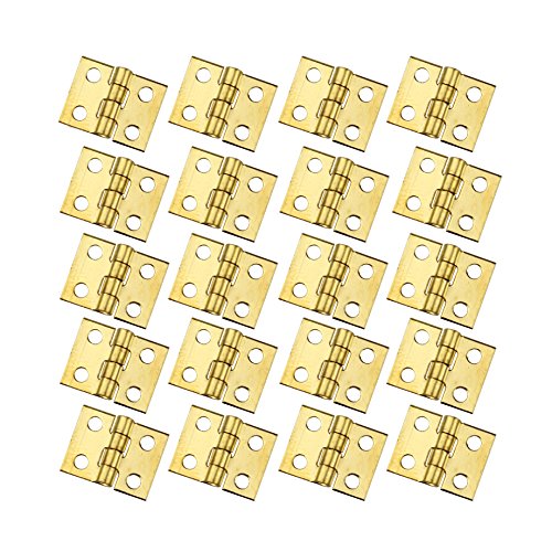 RZDEAL 20 PCS Mini Brass Hinge Hardware 180 Degree Rotation for Dollhouse Miniature Furniture Cabinet Closet(DIY)