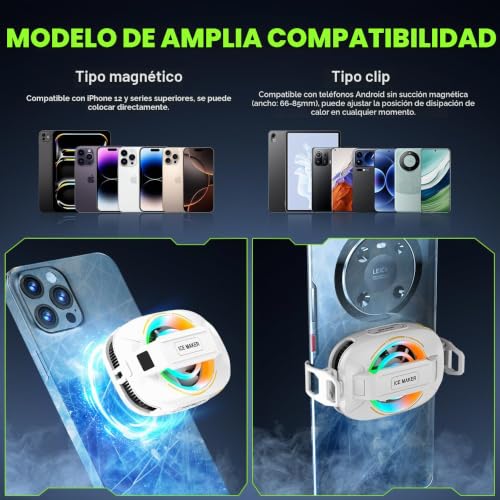 KOOVIVA Magnetic Radiator for Cell Phone, Portable Fan with RGB Lighting, Cellular Fireplace for iPhone Magnetic Series/Android/Tablet/iPad