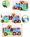 D-Mcark Early Educational Toddler Baby Toy Push and Go Friction Powered Car Toys Sets of 4 Tractor Bulldozer Mixer Truck and Dumper for Children Kids Boys and Girls 1 Year Old to 3 Year Old
