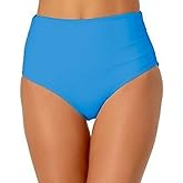 Anne Cole Women's Stretch Ruched Lined Convertible Full Coverage High Waisted Swimsuit Bottom Blue