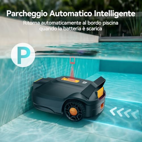 Redkey S200 Wireless Swimming Pool Robots, 180 Min Autonomy, Double Motors, Double Suction, Automatic Parking, Robot Pools Above Ground Flat Bottom Up to 100 m²