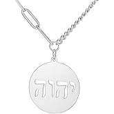 VASSAGO Hebrew Necklace YHVH YHWH Jehovah Pendant Tetragrammaton God Names Necklaces Hanukkah Amulet Religious Faith Blessing Jewelry Gifts for Men Women