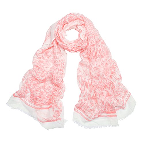 Elegant Vintage Mono Tone Tribal Style Fashion Frayed End Scarf, Pink
