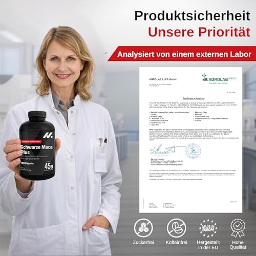 Black Maca Schwarz Kapseln Hochdosiert 45.000 mg Äq. mit L-Arginin, 180 St.