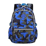 Macbag School Backpack Bookbag Durable Camping Backpack for Boys and Girls (Camouflage Blue 2)